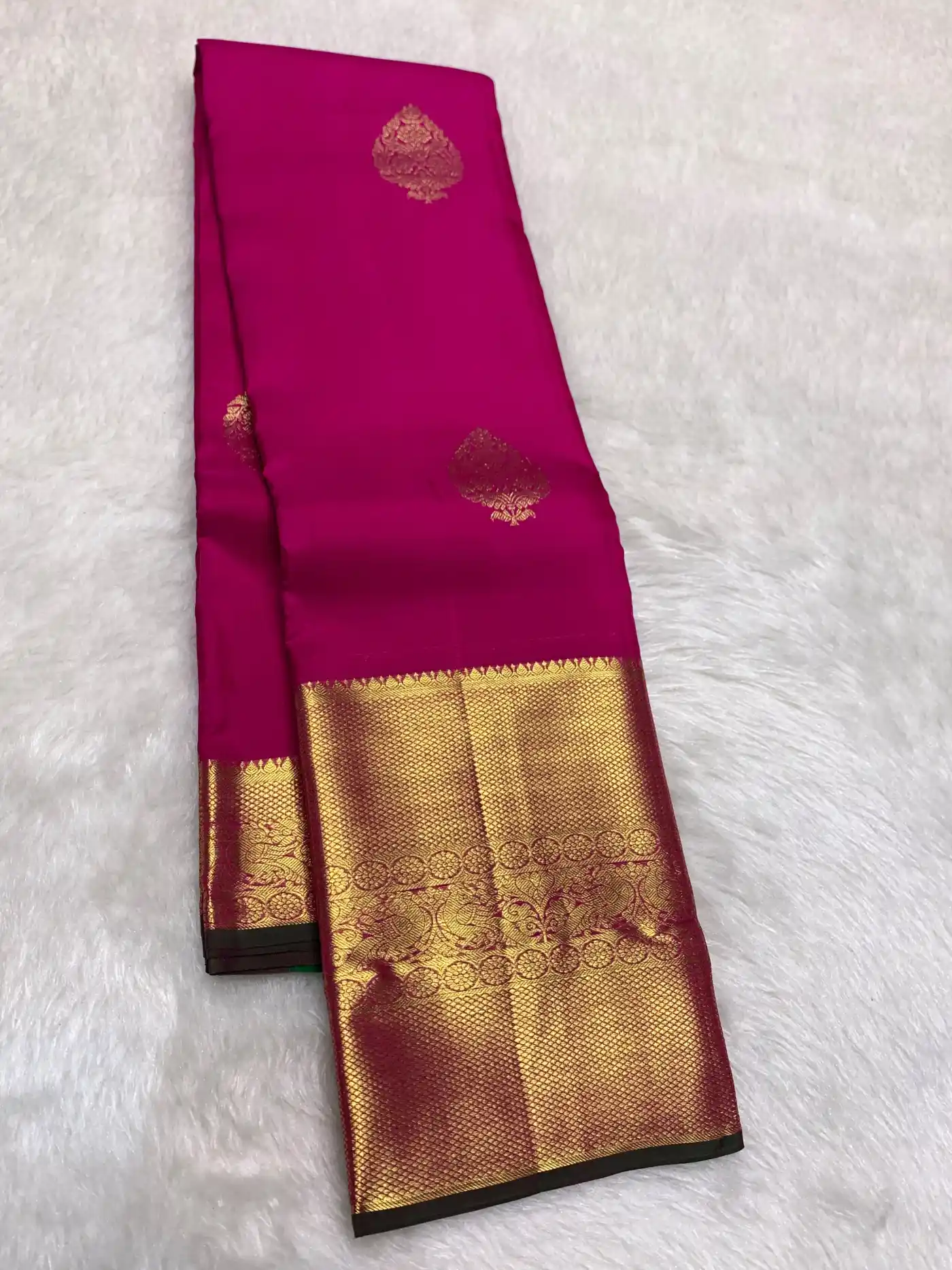 Rich Pink Kanchipuram Handloom Bridal Silk Saree